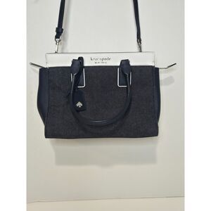 Kate Spade Cameron Denim Colorblock Satchel Crossbody Bag | Medium | Navy White